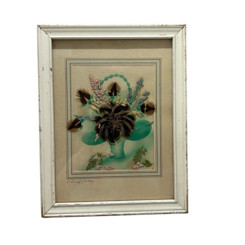 Prairie Pictures Signed Original Hand Made with Feather Flower Ida Bisek Prokop